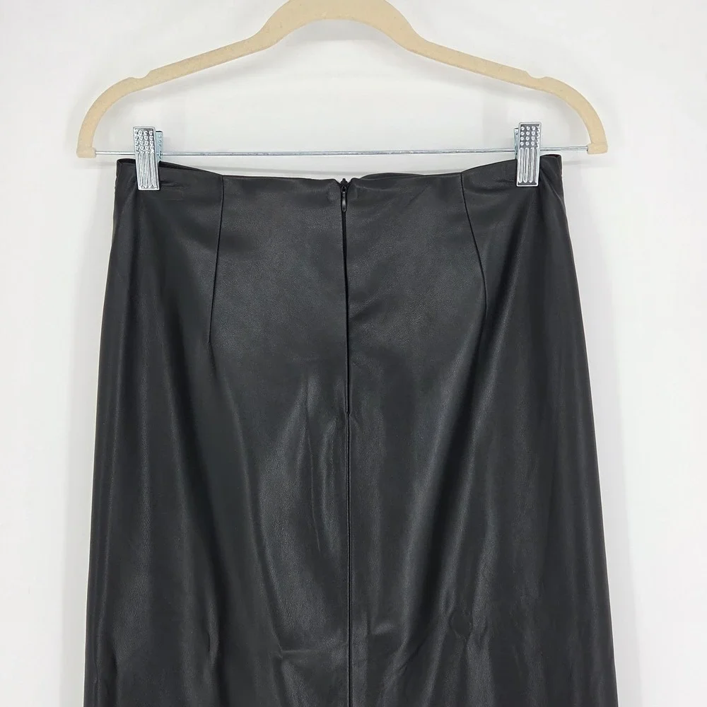 Mango Knotted Faux Leather Maxi Skirt Small Minimalist Winter Whimsigoth Black